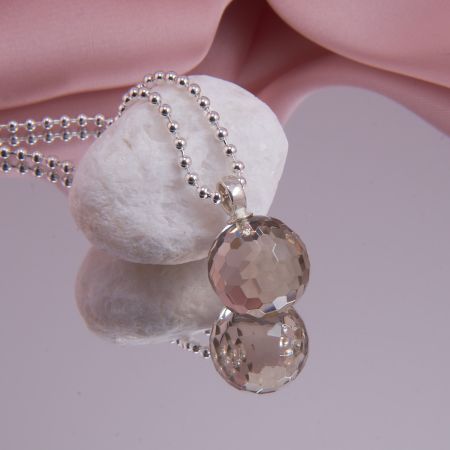 Rauchquarz Kugel facettiert mit Kugelkette